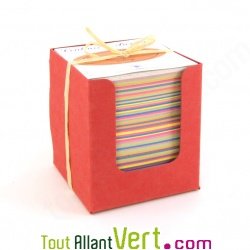 Bloc cube rouge papier recycl 250 feuilles multi-couleur, 11 cm