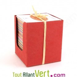 Bloc cube rouge papier recycl 250 feuilles multi-couleur, 11 cm