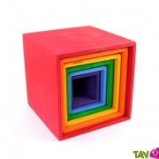 Cube empilable coloré en bois, 65cm