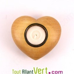 Bougeoir de table en bois, coeur, lot de 2