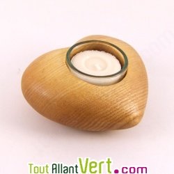 Bougeoir de table en bois, coeur, lot de 2