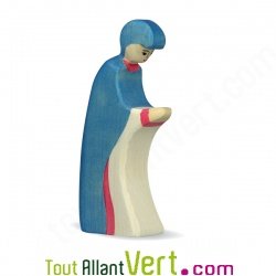 Figurine de Marie en bois, robe bleue 13 cm