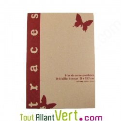 Bloc de correspondance rustique Papillon recycl A4