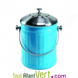 Poubelle  compost bleu anti-odeur pour cuisine, 4 litres