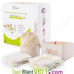 Lingettes bébé réutilisables, lot de 15, en coton biologique