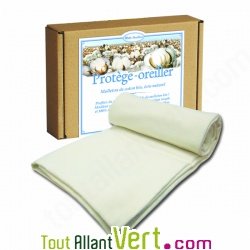Protège oreiller en molleton de coton bio, écru naturel 40x60cm