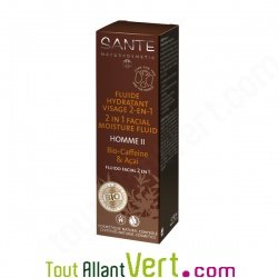 Fluide hydratant bio Homme visage 2 en 1, Cafene Bio et Aai Sante, 50ml