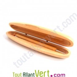 Coffret 1 stylo rtractable en bois de htre