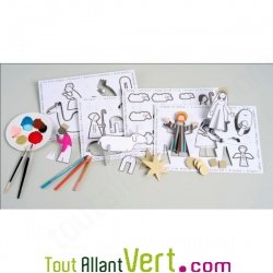 Crche en carton recycl  monter et colorier soi-mme