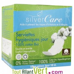 Serviettes et tampons naturels et coton biologique, SilverCare