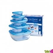 Plats de conservation empilables en verre avec couvercle, lot de 5