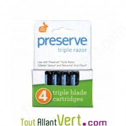 Recharge rasoir set de 4 ttes triple lames recycles Preserve
