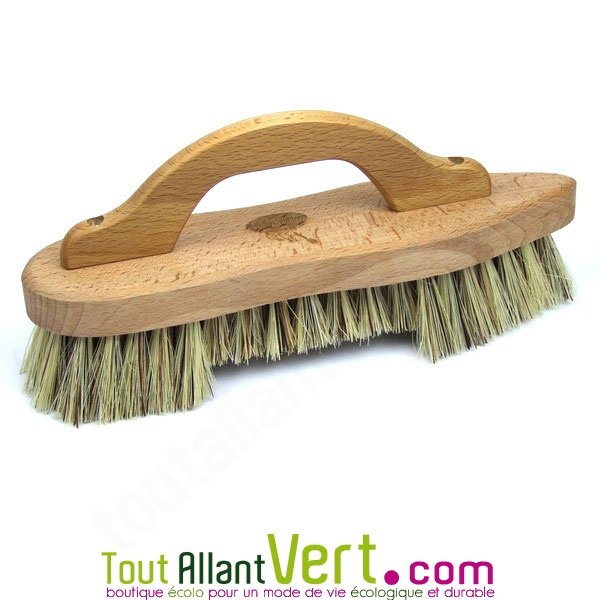 Brosse à récurer pour sol - Couleur marron - Avec poils doux naturels et  prise en main confortable - Brosse de nettoyage pour sols en bois, tapis et