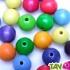 180 Perles multi-couleur 20mm en bois avec ficelle élastique