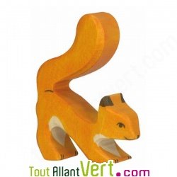 Ecureuil orange en bois prt  sauter 7 cm