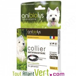 Collier anti-puces, anti-tiques naturel pour petit et moyen chien 2-15 kg