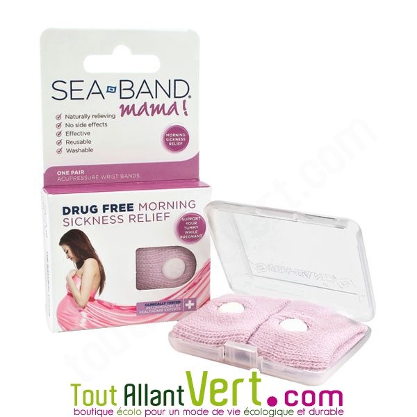 Sea-Band Maman Grossesse Bracelet Anti-Nausées Noir 2 unités