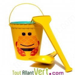 Set de plage cologique Crabe (pelle, rateau, seau, tamis), 2 ans+
