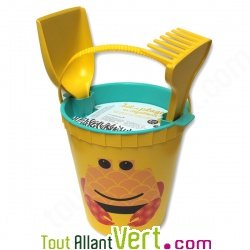 Set de plage cologique Crabe (pelle, rateau, seau, tamis), 2 ans+