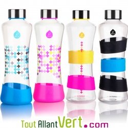 Gourde en verre avec bande silicone et bouchon inox, 550 ml