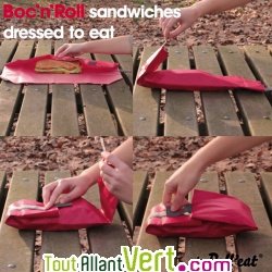 Emballage sandwich rose ajustable et lavable, avec velcro, 54x32cm