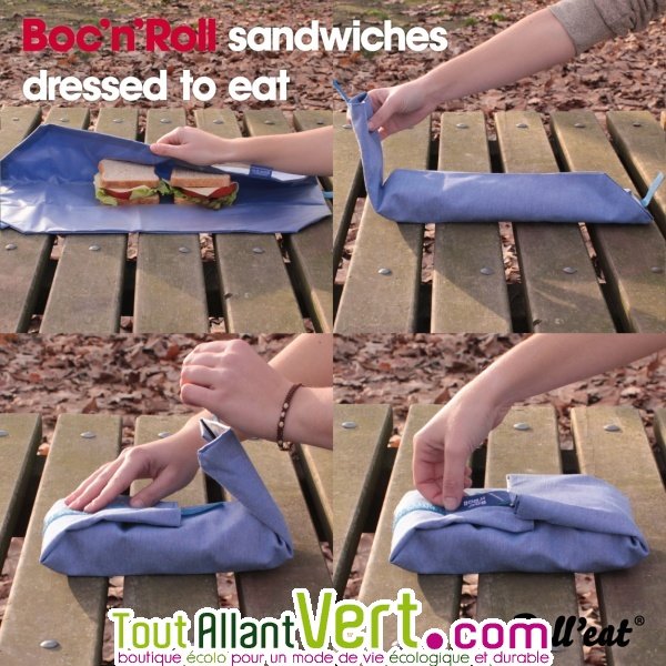 Sac à sandwich format baguette en tissu réutilisable et lavable - Un