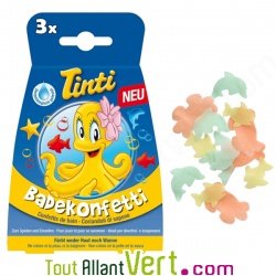 Tinti - Confettis de bain multicolores, en forme de poissons, Sachet 8g