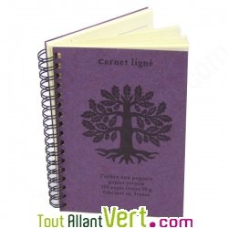 Carnet ligné Violet A6 à spirale 120 pages recyclées, 90g