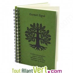 Carnet ligné Olive A6 à spirale 120 pages recyclées, 90g
