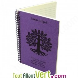 Carnet lign Violet A5  spirale 120 pages recycles, 90g