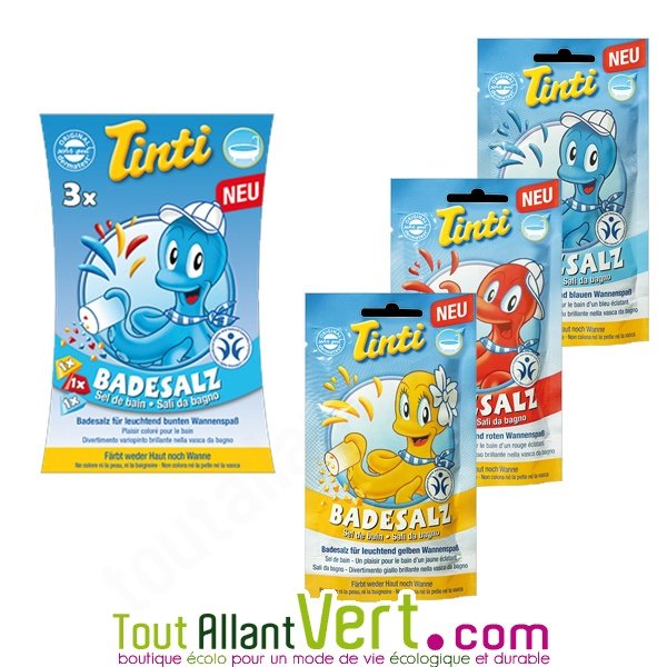 Tinti - Sel de bain colorant bio, 3 couleurs pour enfants achat vente  écologique - Acheter sur