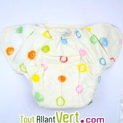 Couche lavable coton bio velcro, 62-68 cm environ, de 2  6 mois, Gribouillis