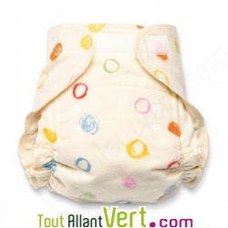 Couche lavable coton bio velcro, 62-68 cm environ, de 2  6 mois, Gribouillis