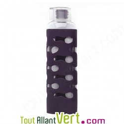 Gourde en verre et protection silicone violette, 560ml