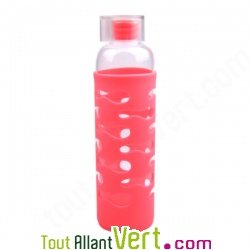 Gourde en verre et protection silicone Rose non, 560ml