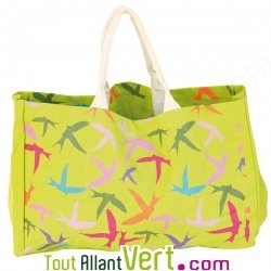 Grand sac cabas coton biologique Vert, 50x35 cm