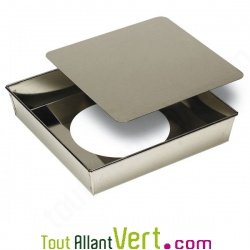 Moule  manqu fond amovible carr 22cm, en fer blanc