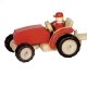 Grand tracteur et sa remorque en bois rouge, 52cm, 3 ans+
