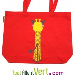 Sac cabas coton biologique Girafe Rouge, ferm par aimant, 43x32 cm