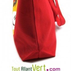 Sac cabas coton biologique Girafe Rouge, ferm par aimant, 43x32 cm
