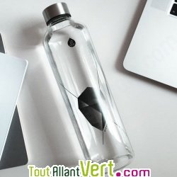 Bouteille en verre 1 litre bouchon inox Motif Noir