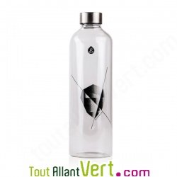 Bouteille en verre 1 litre bouchon inox Motif Noir