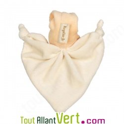 Doudou bébé en coton bio Saumon Pastel, 17cm