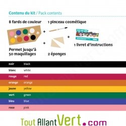 Kit de maquillage bio pour enfants 8 couleurs Arc-en-ciel, Namaki