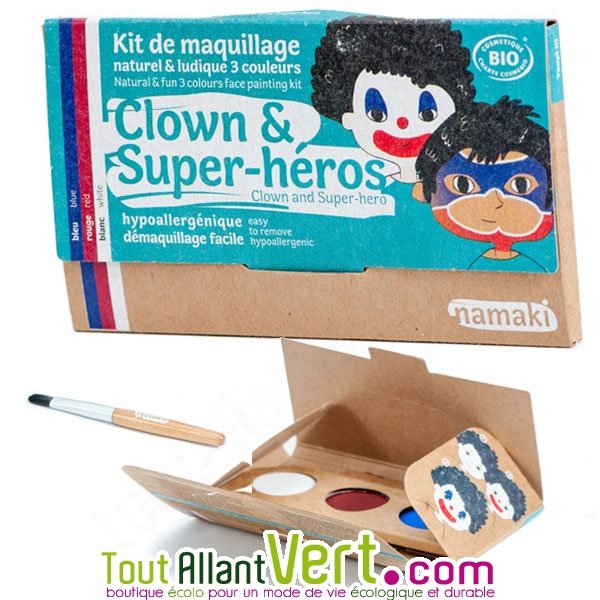 Kit maquillage bio enfant 3 couleurs, Clown et Super-Héros achat vente  écologique - Acheter sur