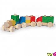 Petit Train et cubes en bois à empiler et à encastrer, 13 pièces