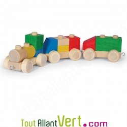 Petit Train et cubes en bois  empiler et  encastrer, 13 pices