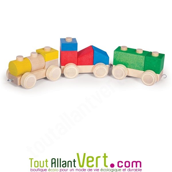 Petit Train et cubes en bois à empiler et à encastrer, 13 pièces achat  vente écologique - Acheter sur