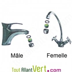 Réducteur d\'eau mâle pour robinet 5 litres, débit constant