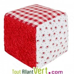 Cube hochet rouge en coton biologique, 7cm, Efie